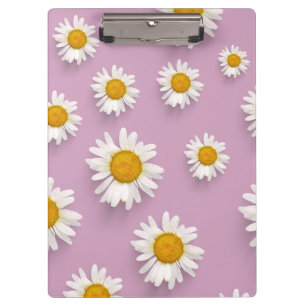 Carpeta De Pinza Patrón alegre de margarita sobre fondo rosado
