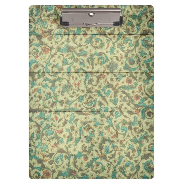 Carpeta De Pinza Patrón antiguo FloralFondo de madera Moderna Elega (Anverso)