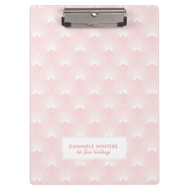 Carpeta De Pinza Patrón Art Decó Pail-Pink y Blanco (Anverso)