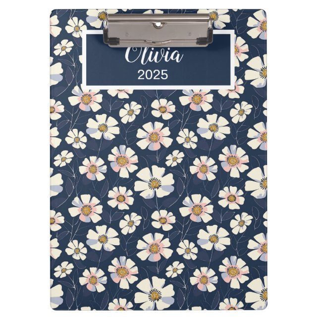 Carpeta De Pinza Patrón azul y floral (Anverso)
