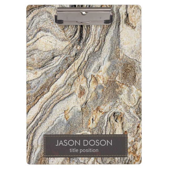 Carpeta De Pinza Patrón Beige-Gris De Mármol Marrón (Anverso)