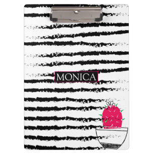 Carpeta De Pinza Patrón blanco negro cactus rayado