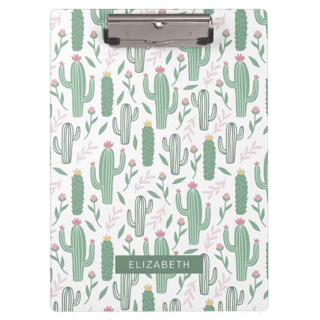 Carpeta De Pinza Patrón botánico Cactus personalizado (Anverso)