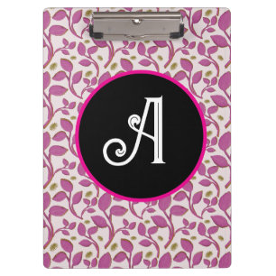Carpeta De Pinza Patrón Botánico de Vid Verde Rosa Flor Elegante