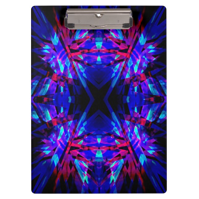 Carpeta De Pinza Patrón caleidoscopio azul y rojo (Anverso)