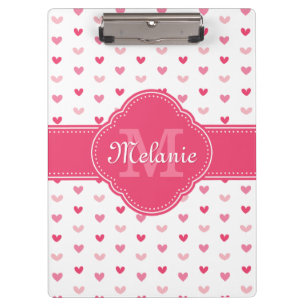 Carpeta De Pinza Patrón cardíaco blanco y rosado con monograma