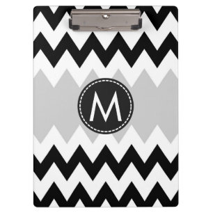 Carpeta De Pinza Patrón Chevron de Moda trendy y blanca negra