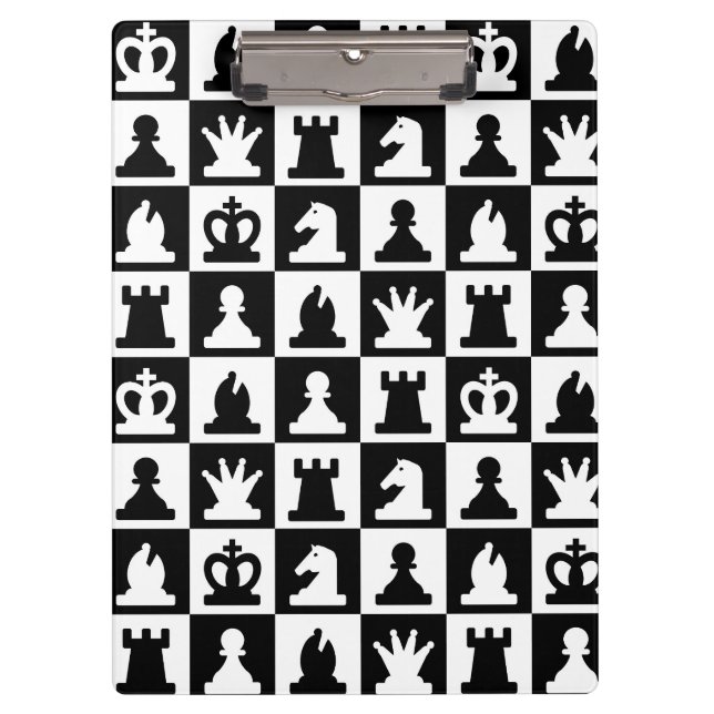 Carpeta De Pinza Patrón clásico de tablero de ajedrez blanco y negr (Anverso)
