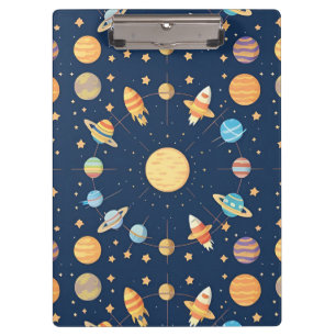Carpeta De Pinza Patrón colorido con tema espacial y planetas