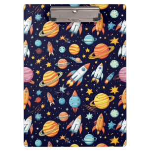 Carpeta De Pinza Patrón Colorido de Exploración Espacial