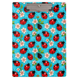 Carpeta De Pinza Patrón Colorido de Mariquita con Flores
