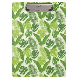 Carpeta De Pinza Patrón continuo de hojas tropicales y Monstera