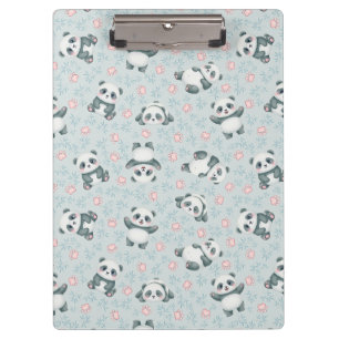 Carpeta De Pinza Patrón continuo de patas de panda y bambú adorable