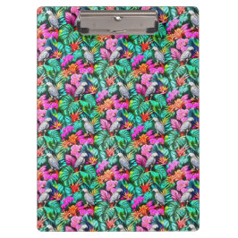 Carpeta De Pinza Patrón continuo de superficie de selva con loros g