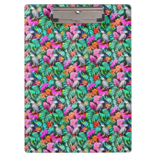 Carpeta De Pinza Patrón continuo de superficie de selva con loros g