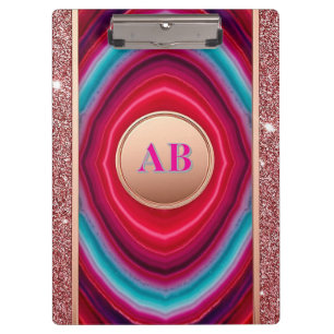 Carpeta De Pinza Patrón de ágata abstracta vibrante con brillo