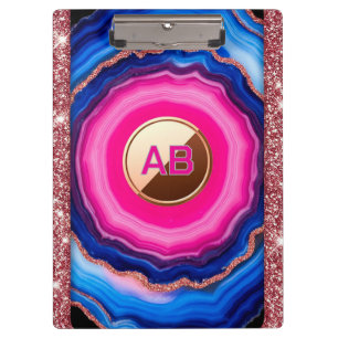 Carpeta De Pinza Patrón de ágata abstracta vibrante con brillo