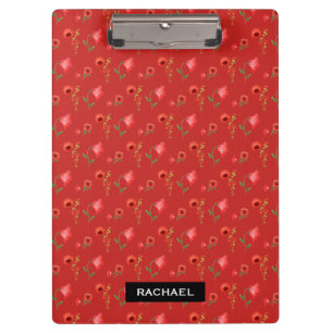 Carpeta De Pinza Patrón de amapolas rojas personalizadas