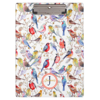 Carpeta De Pinza Patrón de aves acuáticas encantadoras de monograma