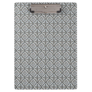 Carpeta De Pinza Patrón de baldosas ornamentales en blanco y negro 