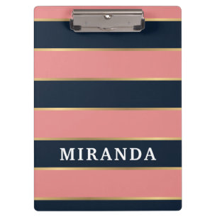 Carpeta De Pinza Patrón de banda dorada azul rosa negrita