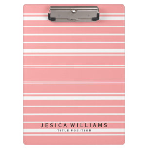 Carpeta De Pinza Patrón De Bandas Rosadas Y Blancas