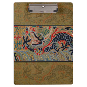 Carpeta De Pinza Patrón de bordado en seda de dragón chino antiguo