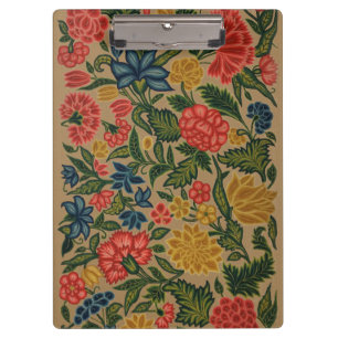 Carpeta De Pinza Patrón de bordado floral vintage crewel