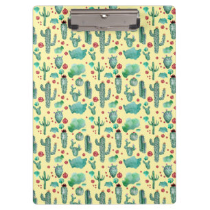 Carpeta De Pinza patrón de cactus y ladybug - fondo amarillo