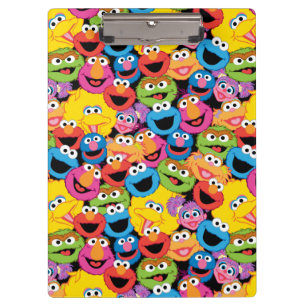 Carpeta De Pinza Patrón de caras de carácter de Plaza Sésamo