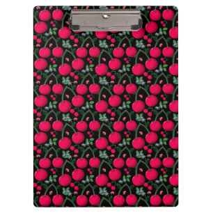 Carpeta De Pinza Patrón de Cereza Adorable Estética Cereza Roja S