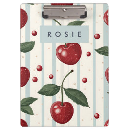 Carpeta De Pinza Patrón de cerezas rojo retro vintage personalizado