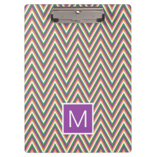 Carpeta De Pinza Patrón de Chevron Retro Monograma Cool