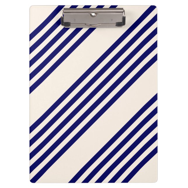 Carpeta De Pinza Patrón de cinco rayas azul marino y beige (Anverso)
