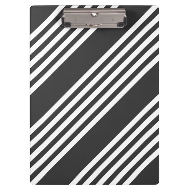 Carpeta De Pinza Patrón de cinco rayas blanco y carbonífero (Anverso)