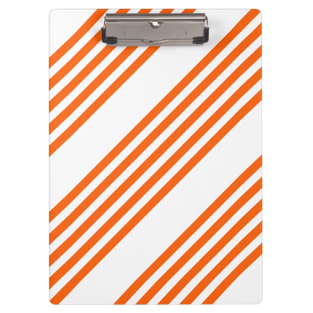 Carpeta De Pinza patrón de cinco rayas blanco y naranja (Anverso)
