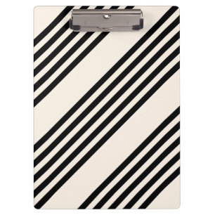 Carpeta De Pinza Patrón de cinco rayas negro y beige