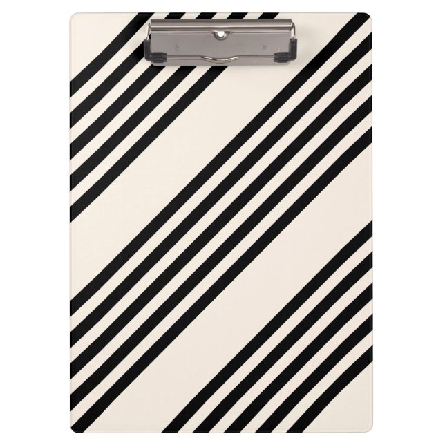 Carpeta De Pinza Patrón de cinco rayas negro y beige (Anverso)