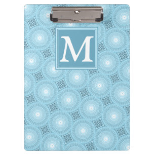 Carpeta De Pinza Patrón de círculos azules de ángel de monograma