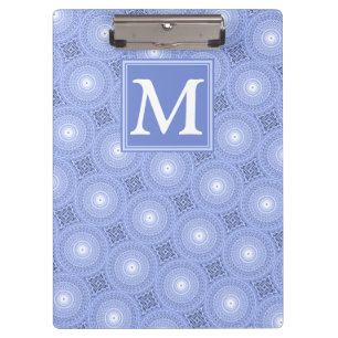Carpeta De Pinza Patrón de círculos azules de monograma