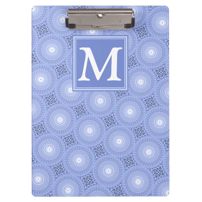 Carpeta De Pinza Patrón de círculos azules de monograma (Anverso)