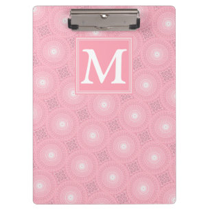 Carpeta De Pinza Patrón de círculos rosados monograma