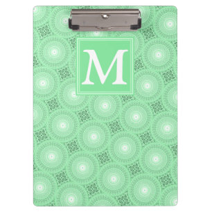 Carpeta De Pinza Patrón de círculos verdes de primavera monograma