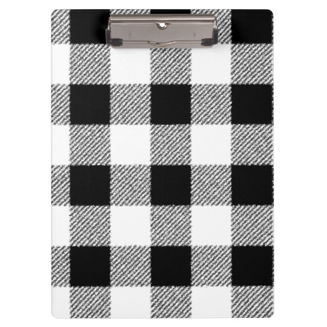 Carpeta De Pinza Patrón de comprobación de Gingham blanco y negro (Anverso)