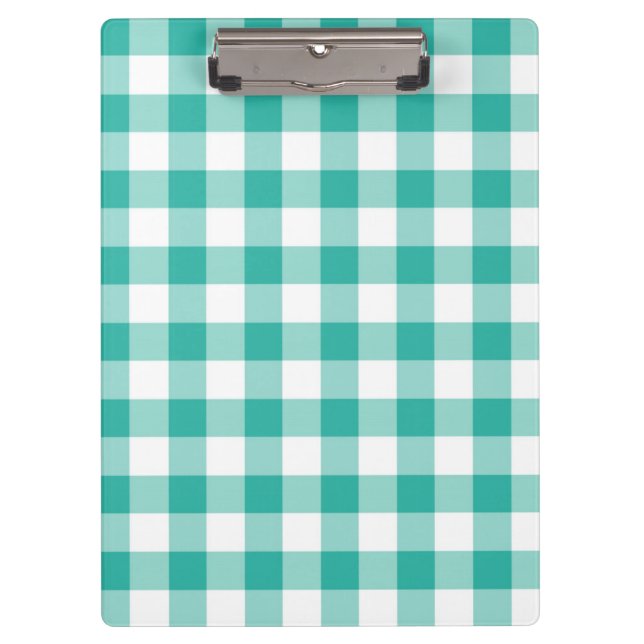 Carpeta De Pinza Patrón De Comprobación De Gingham Verde Y Blanco (Anverso)