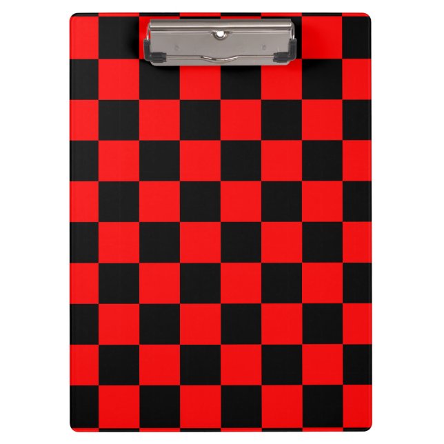 Carpeta De Pinza Patrón de comprobación de negro rojo (Anverso)