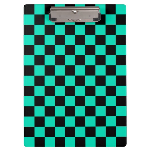 Carpeta De Pinza Patrón de comprobación de negro verde (Anverso)