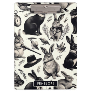 Carpeta De Pinza Patrón de conejo de cosecha