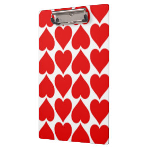 CARPETA DE PINZA PATRÓN DE CORAZÓN ROJO