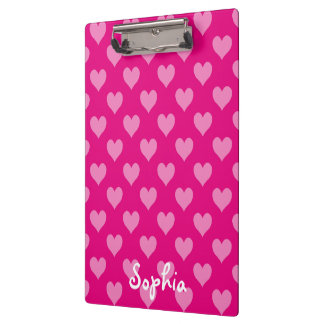 Carpeta De Pinza Patrón de corazón rosado personalizado